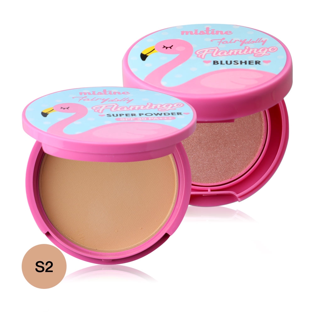 Mistine Set 2 Items Fairy Dolly Flamingo Super Powder SPF30/PA+++ 10g #S2 + Fairy Dolly Flamingo Blu