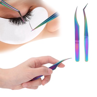 Tweezers ชุดแหนบสแตนเลสสําหรับต่อขนตาปลอม 2 ชิ้น