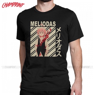 ใหม่ เสื้อยืดแขนสั้น คอกลม ผ้าฝ้าย 100% พิมพ์ลาย Meliodas Seven Deadly Sins สไตล์วินเทจ สําหรับผู้ชาย และผู้หญิงS-5XL