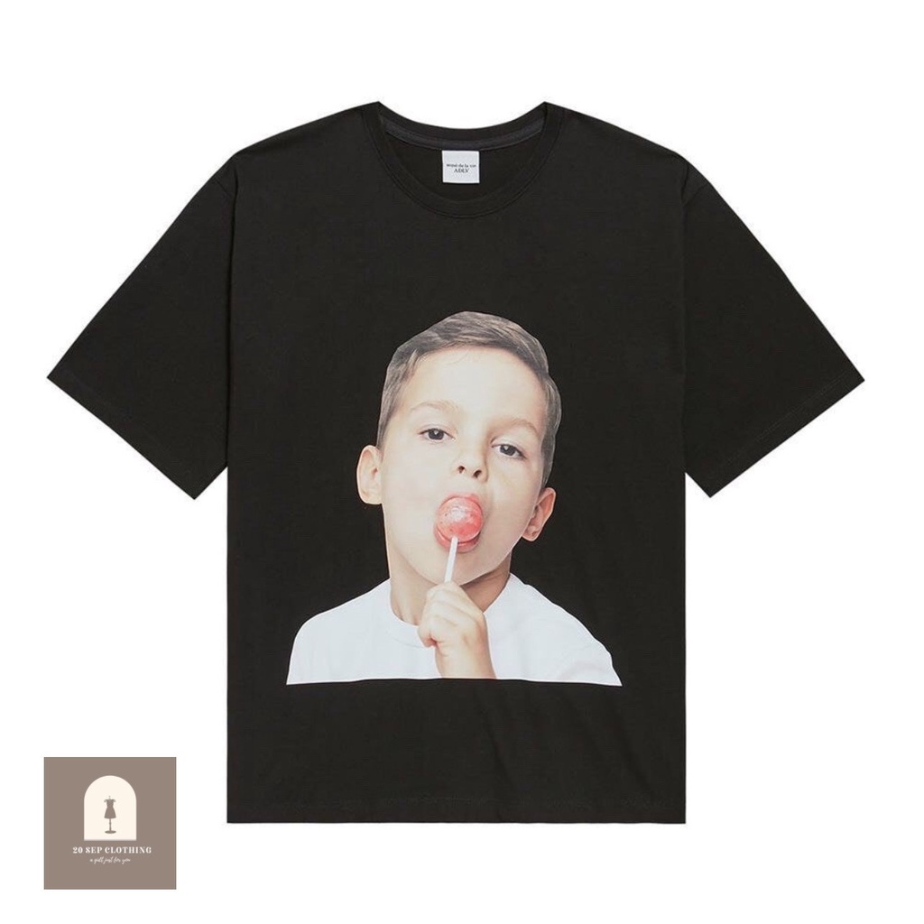 Adlv Baby Face Candy เสื้อยืดแขนสั้นคอกลมสีดํา ADLV Full TAG Mark