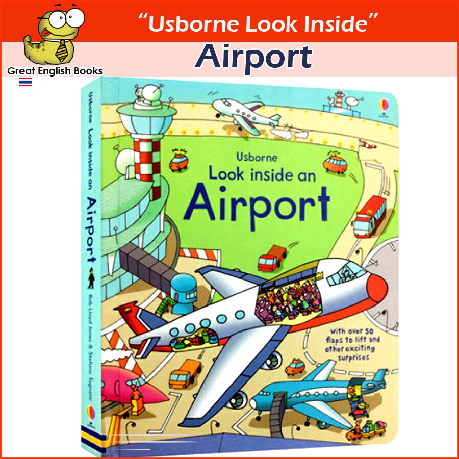 *พร้อมส่ง* เล่มใหญ่ หนังสือบอร์ดบุ๊ค Usborne Look Inside An Airport กระดาษแข็ง เปิด ปิด ได้