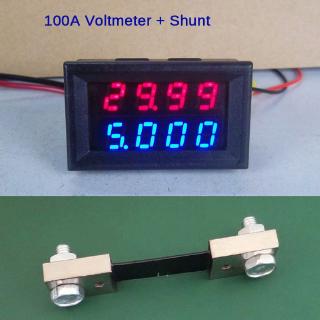 Dc 0-200 V 10a 50a 100a 0 . 56 " Led ดิจิตอลโวลต์มิเตอร์แอมมิเตอร์ + Shunt Dual Display 4 Bit Current Meter