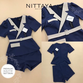 NITTAYA: set เสื้อทูโทนคอปก+กางเกงขาสั้น