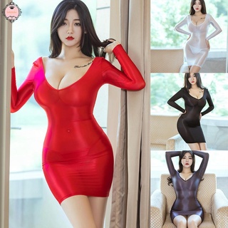 Womens Dress Sleepdress Tight Wet Look Bodycon Clubwear Cocktail Erotic