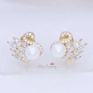 Miss Earring ต่างหูหนีบ CZ Swan หงส์  Only One