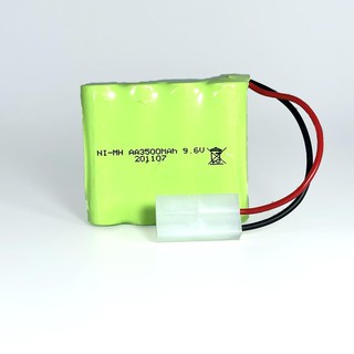 แบตเตอรี่ ขนาด 9.6 V. 3500 mAh 4X4 เซลส์ แจ็คขาว (สีเขียว)