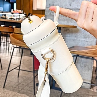 กระบอกน้ำสแตนเลส ฝากระดก เก็บอุหภูมิ Demon straw thermos cup