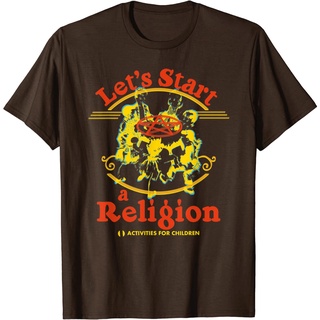 เสื้อยืดโอเวอร์ไซส์เสื้อยืดลําลอง แขนสั้น คอกลม พิมพ์ลาย Lets Start a Religion แฟชั่นสไตล์เกาหลีS-3XL