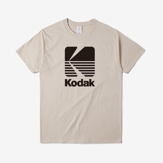 เสื้อยืดผ้าฝ้ายพิมพ์ลายเกาหลี Kodak การถ่ายภาพโลโก้เสื้อยืดผู้ชายกล้องฟิล์ม Retro แขนสั้นเสื้อวินเทจ Hot แนวโน้มบุคลิกภา