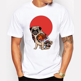 [COD]เสื้อยืดลําลอง ผ้าฝ้าย แขนสั้น พิมพ์ลายการ์ตูนสัตว์ Yakuza Pug แฟชั่นฤดูร้อน 2022S-5XL