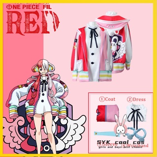 พร้อมส่ง เสื้อแจ็กเก็ตคอสเพลย์ One Piece Red Songstress Uta สําหรับผู้หญิง