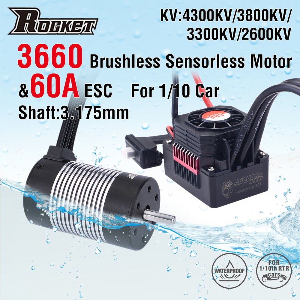FCFTRC SURPASS HOBBY Rocket มอเตอร์ไร้แปรง Combo กันน้ํา F540 3650 3660 3670 2845 Series มอเตอร์ Rc รถเรือ 3.175 มม.เกียร์ ESC สําหรับ 1/8 1/10 1/12 Rc รถ