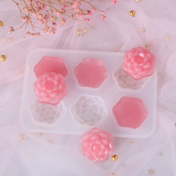 พร้อมส่ง!! แม่พิมพ์ซิลิโคน ดอกไม้ แม่พิมพ์เรซิ่น แม่พิมพ์เทียน แม่พิมพ์สบู่ 6 หลุม (04DY099)