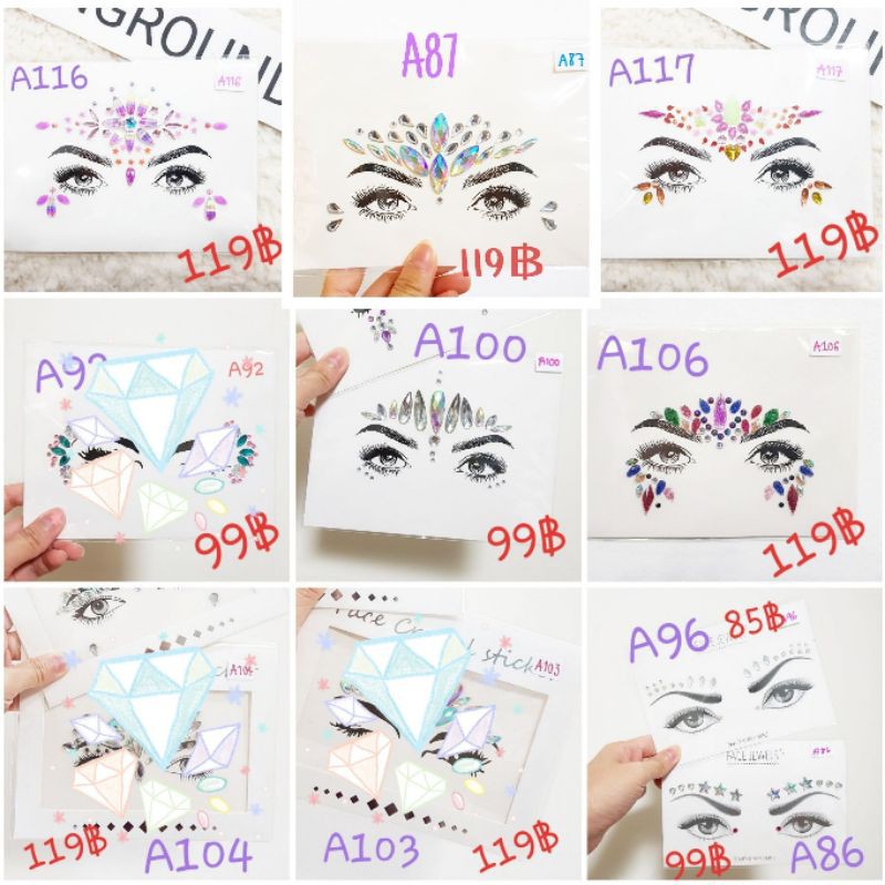 พร้อมส่งสติกเกอร์ติดหน้าแบบคริสตัล เพชรติดหน้า รูปที่ 3