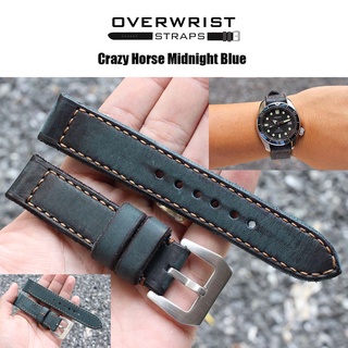 สายนาฬิกา สายหนังวัวแท้ overwrist รุ่น Crazy Horse Midnight Blue