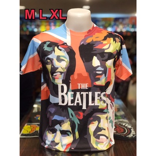 เสื้อ OVP (โอเวอร์ปริ้นท์) วง Beatles บีทเทิ่ล แขนสั้น ผ้าคอตตอนผสมโพลี พิมลายทั้งตัว