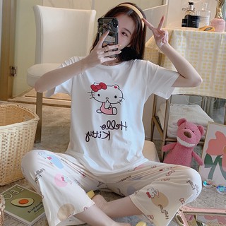 พร้อมส่ง🔥ชุดเซ็ตเสื้อ+กางเกงการ์ตูน โคตรน่ารักอ่ะ ชุดนอนสตรีแขนสั้นลายการ์ตูน