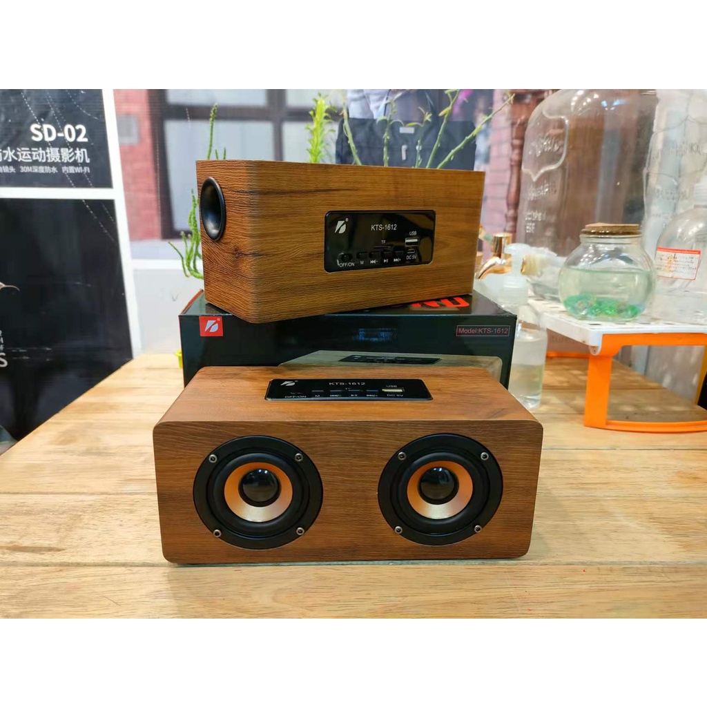 ลำโพงบลูทูธ KTS-1612 ลำโพงตู้ไม้ 2ดอก ขนาดเล็กกระทัดรัด เสียงดี รองรับ USB/TF แบต1200mAh ลำโพงไร้สาย เบสแน่นๆ พร้อมส่ง สินค้า