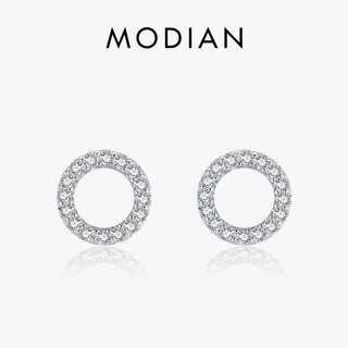 Modian ต่างหูสตั๊ด เงินแท้ 925 ทรงกลม เรขาคณิต เรียบง่าย แวววาว เครื่องประดับ สําหรับผู้หญิง ของขวัญเด็ก