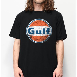 เสื้อยืด คอกลม พรีเมียม วินเทจ น้ำมันเครื่อง มอเตอร์ไซต์ GULF VINTAGE MOTORCYCLES OIL VT001