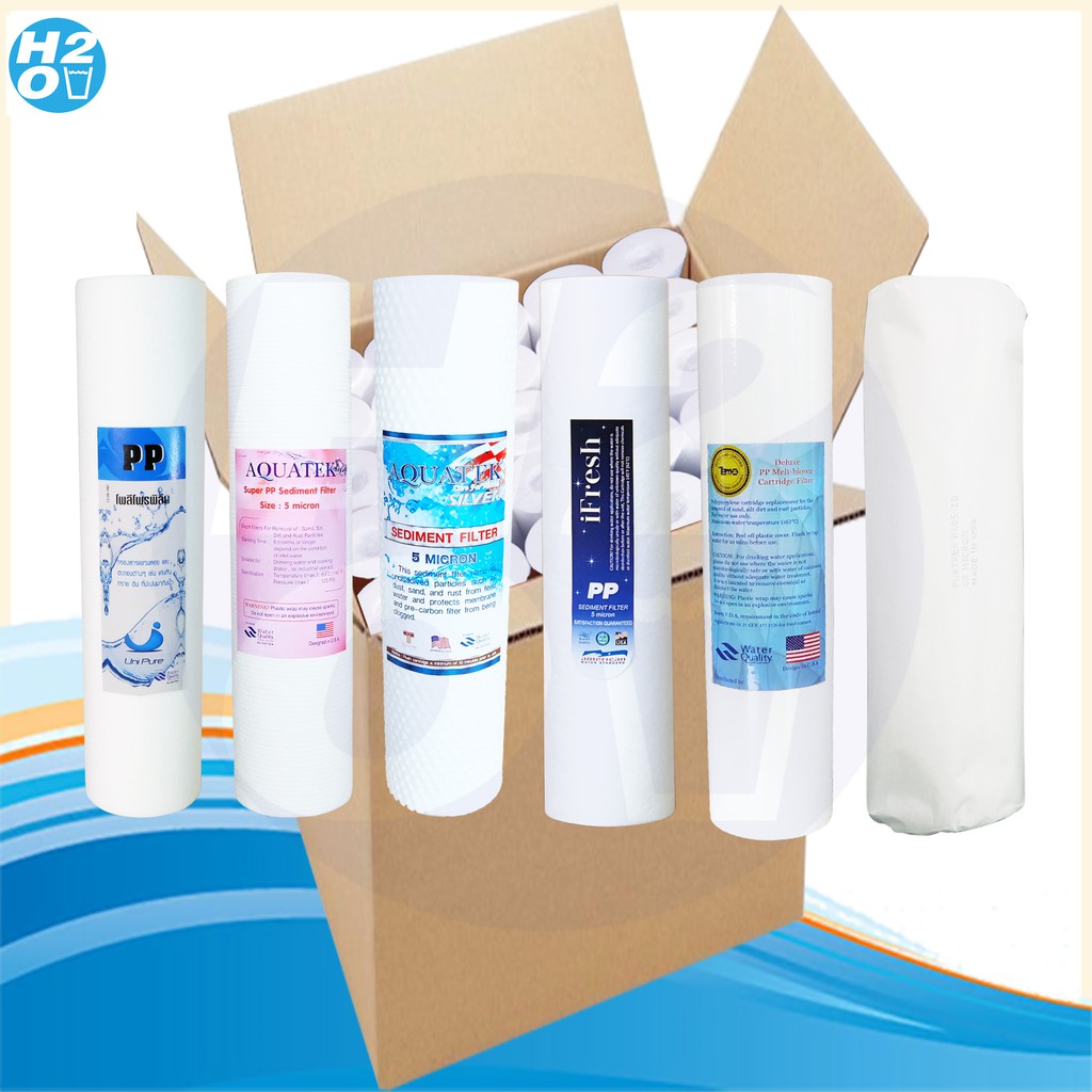 ไส้กรองหยาบ PP (sediment) ขนาด 10 นิ้ว 1ไมครอน 5 ไมครอน มีให้เลือก 5 ยี่ห้อ ยกลัง (50ชิ้น) iFresh Tema AQUATEK Unipure