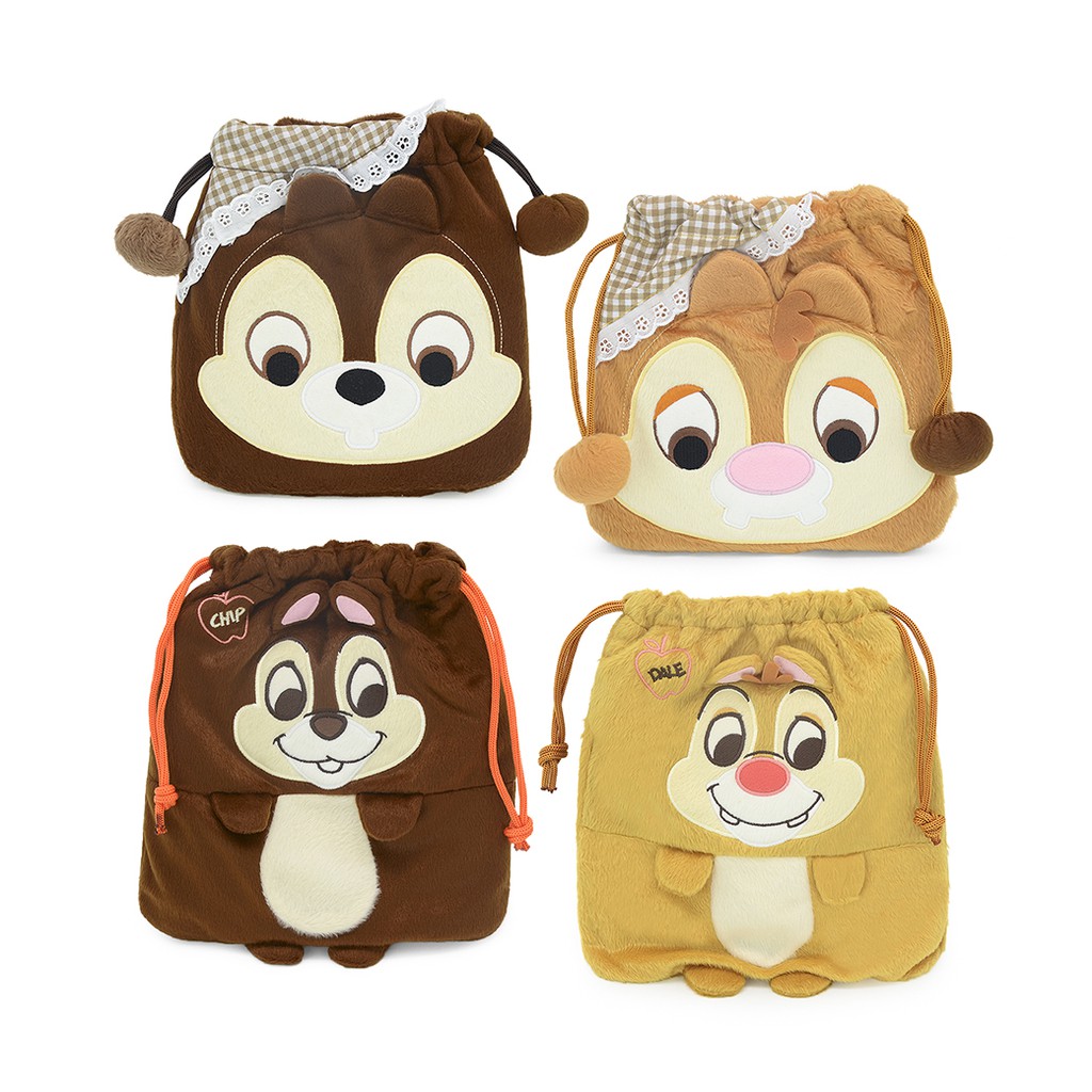 Disney ลิขสิทธิ์แท้ ตุ๊กตา กระเป๋าหูรูด ชิป กับ เดล นี่สองพี่น้อง : Chip 'n' Dale