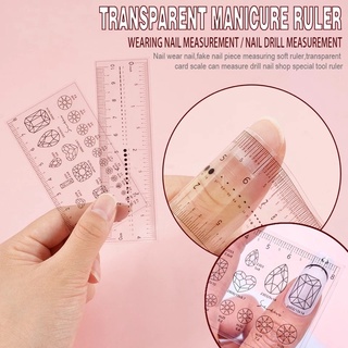 [3ชิ้น]ไม้บรรทัดวัดขนาด เทียบไซต์เล็บ PVC Ruler Manual Fake Nails Measuring Size Transparent Map Caliper Ruler Nail