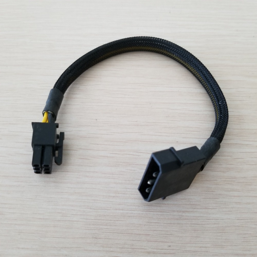 IDE Plus 4Pin to Graphics Card 6Pin Power Supply Cable Female to Male with Net Cover 20cm