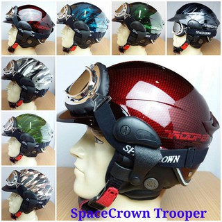 หมวกกันน็อค SpaceCrown รุ่น Trooper สินค้ามาตรฐาน มอก.369-2557 ขนาดเบอร์ L( วัดรอบศร๊ษะได้59-60 Cm.)