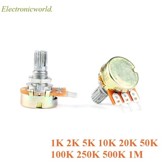 โพเทนชิโอมิเตอร์ เพลาขยายเสียงสเตอริโอ 3Pin 15 มม. WH148 B1K B2K B5K B10K B20K B50K B100K B500K 1K 2K 5K 10K 50K 5 ชิ้น