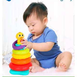 ห่วงเรียงซ้อน รุ่นมีเสียงดนตรี Stacking Rainbow Duck  พรีเมี่ยมเกรด