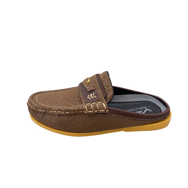 [ลูกค้าใหม่ราคา 1 บาท]🍀V-Minnute วีมินิท รุ่น 715 🍀รองเท้าคัชชูชายลายหนังช้างแนวMoccasin(มอสคาซิน) รองเท้าเปิดส้น