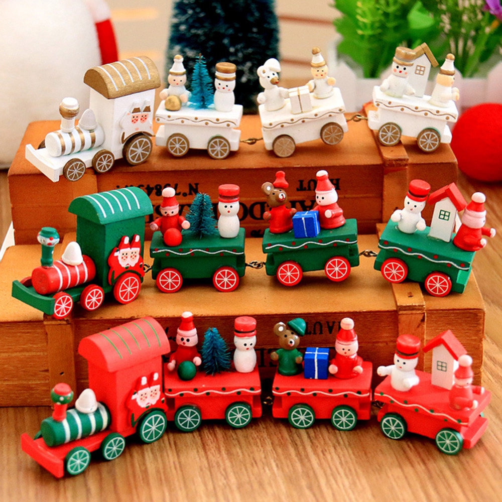 รถไฟไม้ขนาดเล็กของเล่นสำหรับเด็ก 3 สี