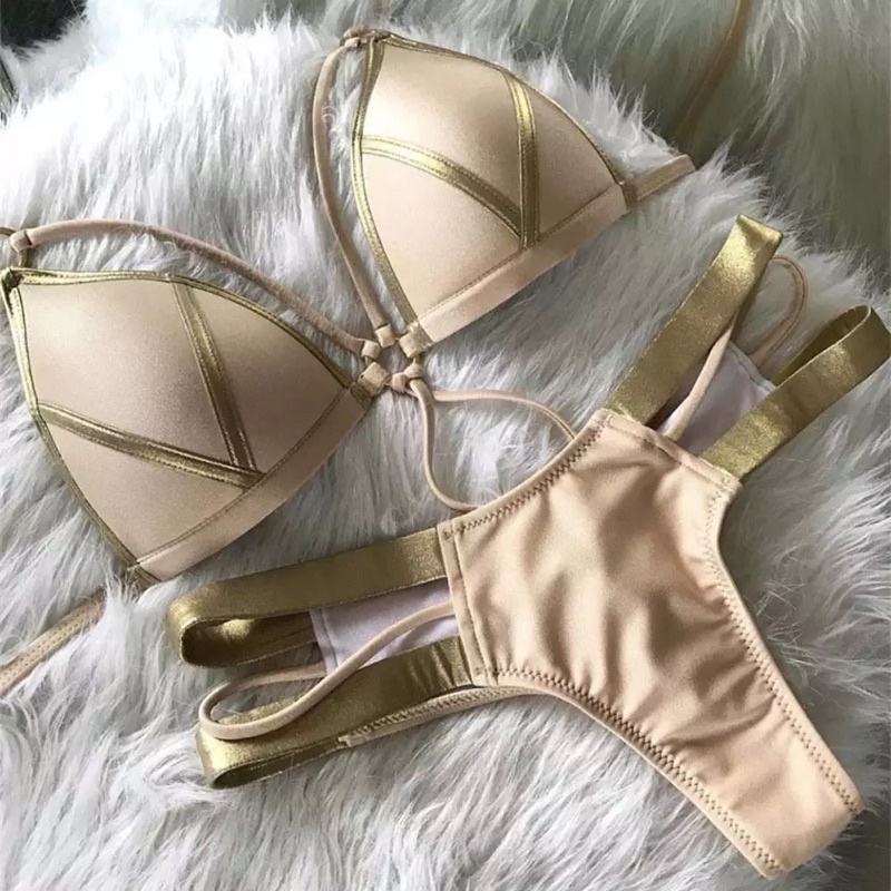 Bikini sexy gold set pushup 🔥