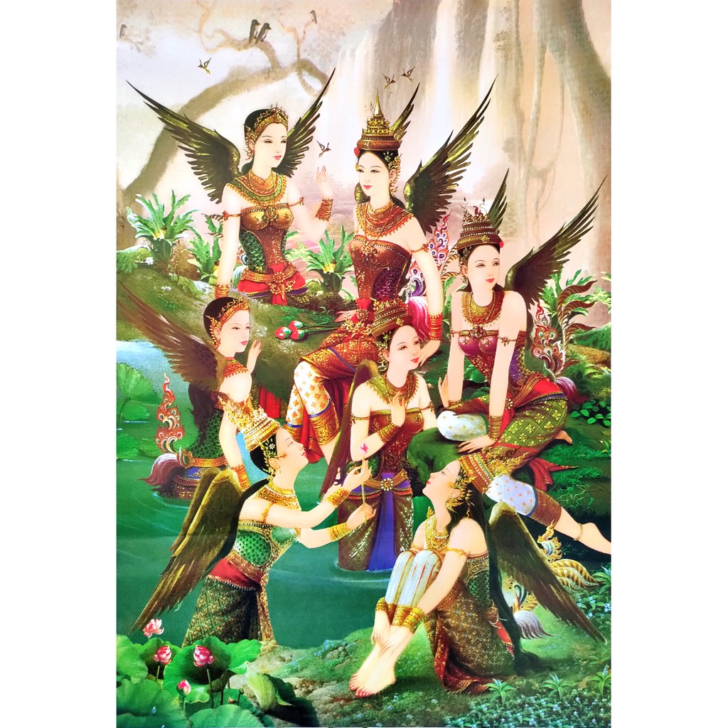 โปสเตอร์ รูปวาด กินรี วรรณคดีไทย Women Literature Kinnaree Manora POSTER 24”X35” Inch Painting Siam 