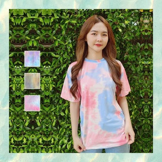 FM🌈ไทยแลนด์ เสื้อยืดคอกลมลายมัดย้อม  แขนสั้นทรงโอเวอร์ไซส์ มี 3 สี