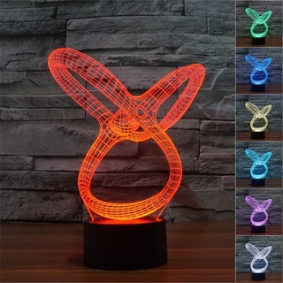 โคมไฟตั้งโต๊ะ LED 3D ไล่โทนสี ควบคุมสัมผัส 7 สี ชาร์จ USB