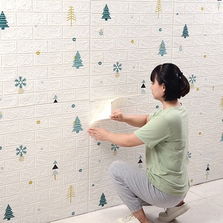 วอลเปเปอร์ติดผนัง 3 มิต แผ่นใหญ่ มีกาวในตัว พร้อมส่ง สติ๊กเกอร์ติดผนัง 3D wallpaper วอลล์เปเปอร์ลายอิฐ wallpaper