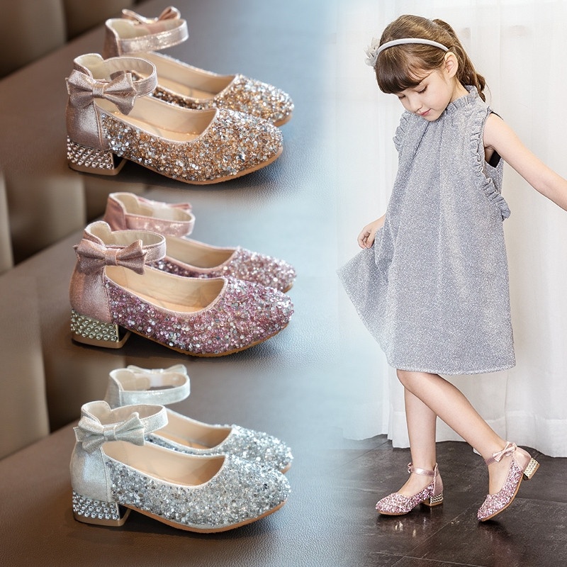 w2021New Children Leather Shoes Kids Rhinestone Princess Shoes For Wedding And Party Crystal