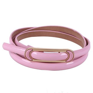 MiStyles  เข็มขัด เข็มขัดผู้หญิง Woman Female Fashion Metal Belt รุ่น Ellipse code 2039 - สีชมพูอ่อน(Softpink)