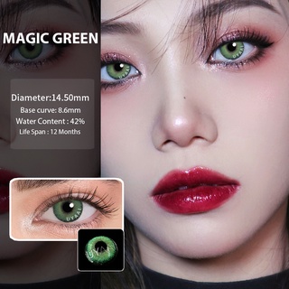 Uyaai คอนแทคเลนส์ สีเขียว 14.5 มม. 2 ชิ้น 1 คู่