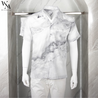 เสื้อเชิ้ตฮาวายแขนสั้นลายหินอ่อน(คาราร่า): Hawaii Carrara Marble Shirt(Short-Sleeve)