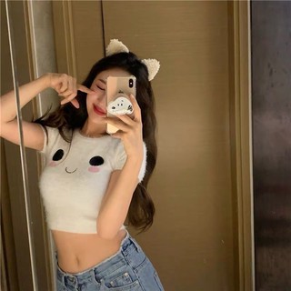 พร้อมส่ง เสื้อครอปท็อป ขนนุ่มมากๆ ใส่สบายๆ🤍