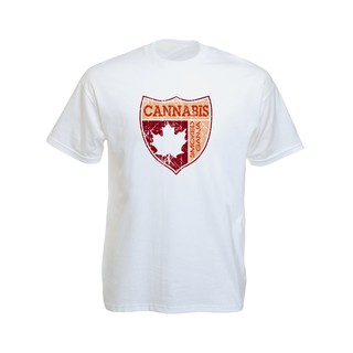 เสื้อยืดราสต้าTee-Shirt Arms of Canada Maple Leaf เสื้อยืดคอกลมสีขาว/สีดำลายรูปธงแคนาดา White/Black Tee-Shirt