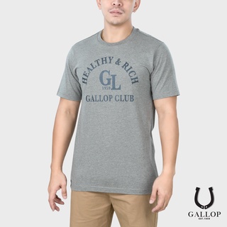 GALLOP : เสื้อยืดผ้าคอตตอนพิมพ์ลาย Graphic Tee รุ่น GT9096 สี Grey / ราคา 790.-