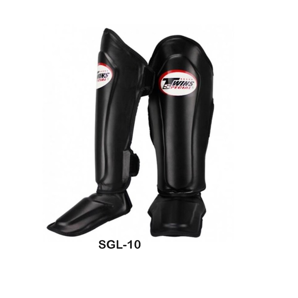 Twins special shin guards SGL-10 Black ( S,M,L,XL) Training MMA K1 สนับแข้งทวินส์ สีดำ ป้องกันหน้าแข
