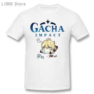 เสื้อยืดลําลอง ผ้าฝ้าย แขนสั้น พิมพ์ลาย Genshin Impact Gacha Impact สําหรับผู้ชาย PO321TY65U18090