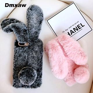 Warm Fluffy Rabbit Hair Fur Case For Xiaomi Redmi 10X Pro Note 9 9s Pro Max K30 Pro Mi Note 10 Lite Pro Warm Rabbit Fur Case Cute Cover