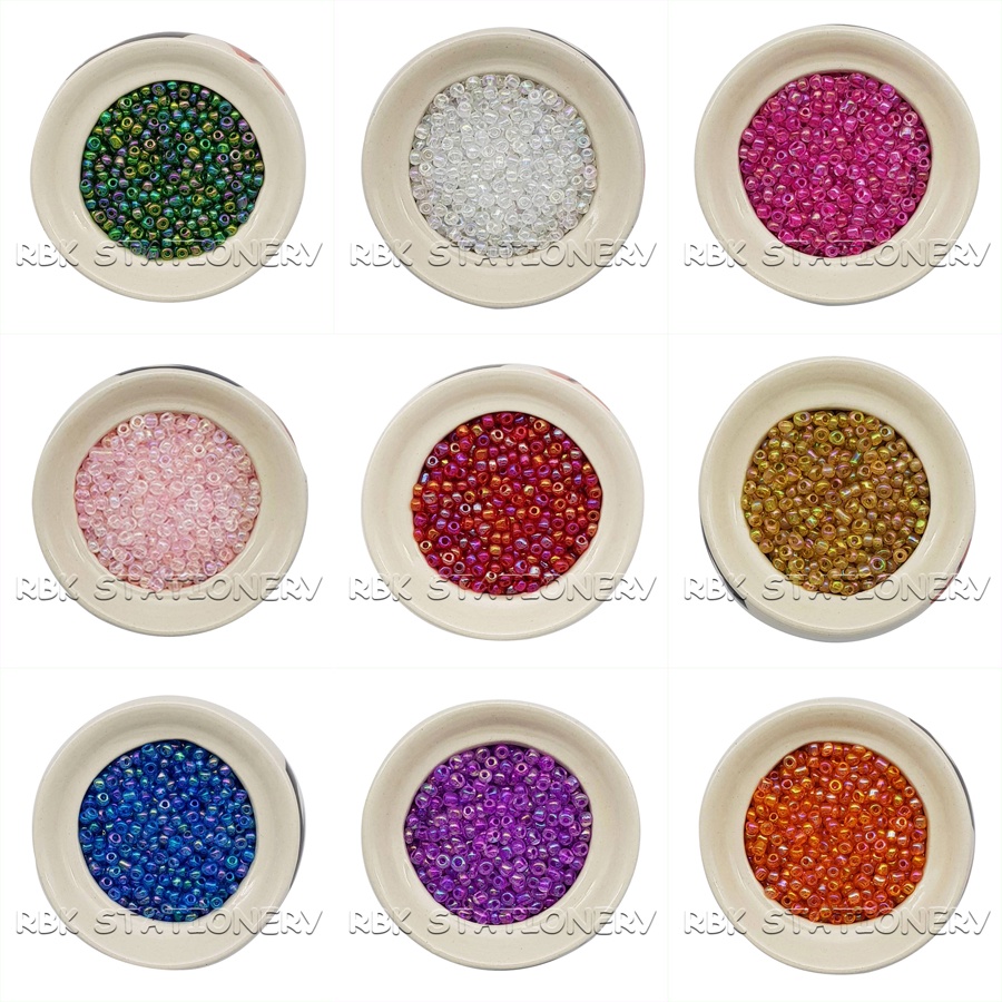 ลูกปัดเม็ดทรายแบบใสสายรุ้ง ลูกปัดใสสายรุ้ง ขนาด 4 มิล 20g/ห่อ ลูกปัด DIY อุปกรณ์ร้อยลูกปัด อุปกรณ์ร้อยสร้อยข้อมือ