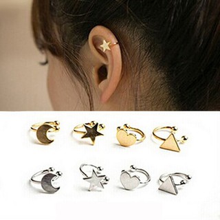 1 ชิ้น(1pcs) คลิปหู Ear Clip Cuff No PiercingStar Heart EarringS Women DDE51